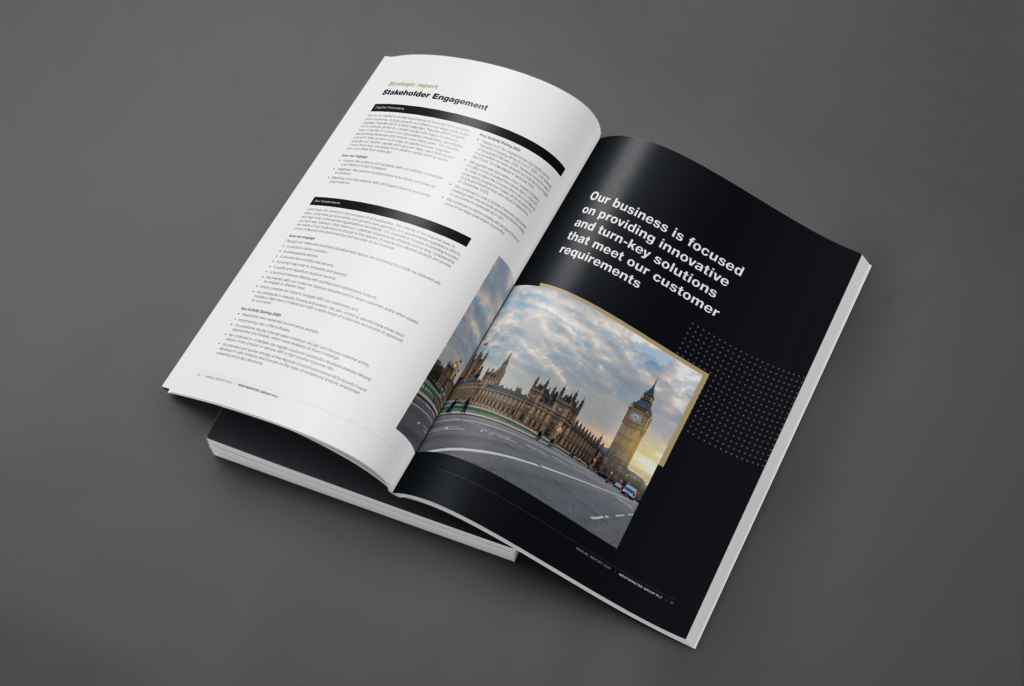 Annual report design for worldwide security company