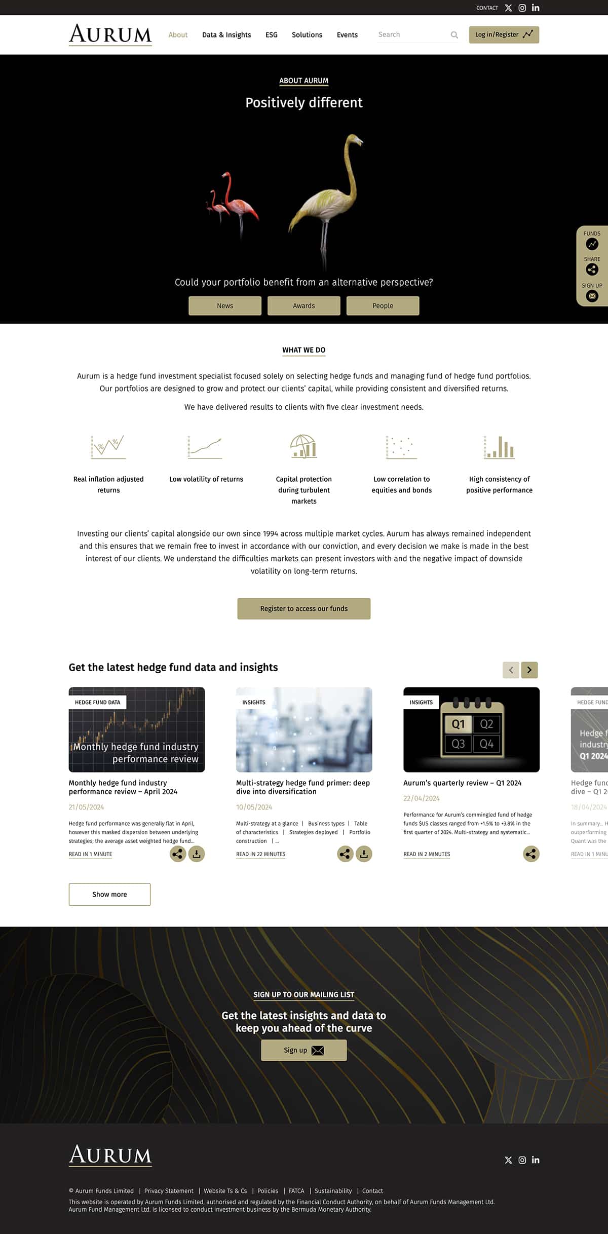 Hedge fund investment specialist website design example