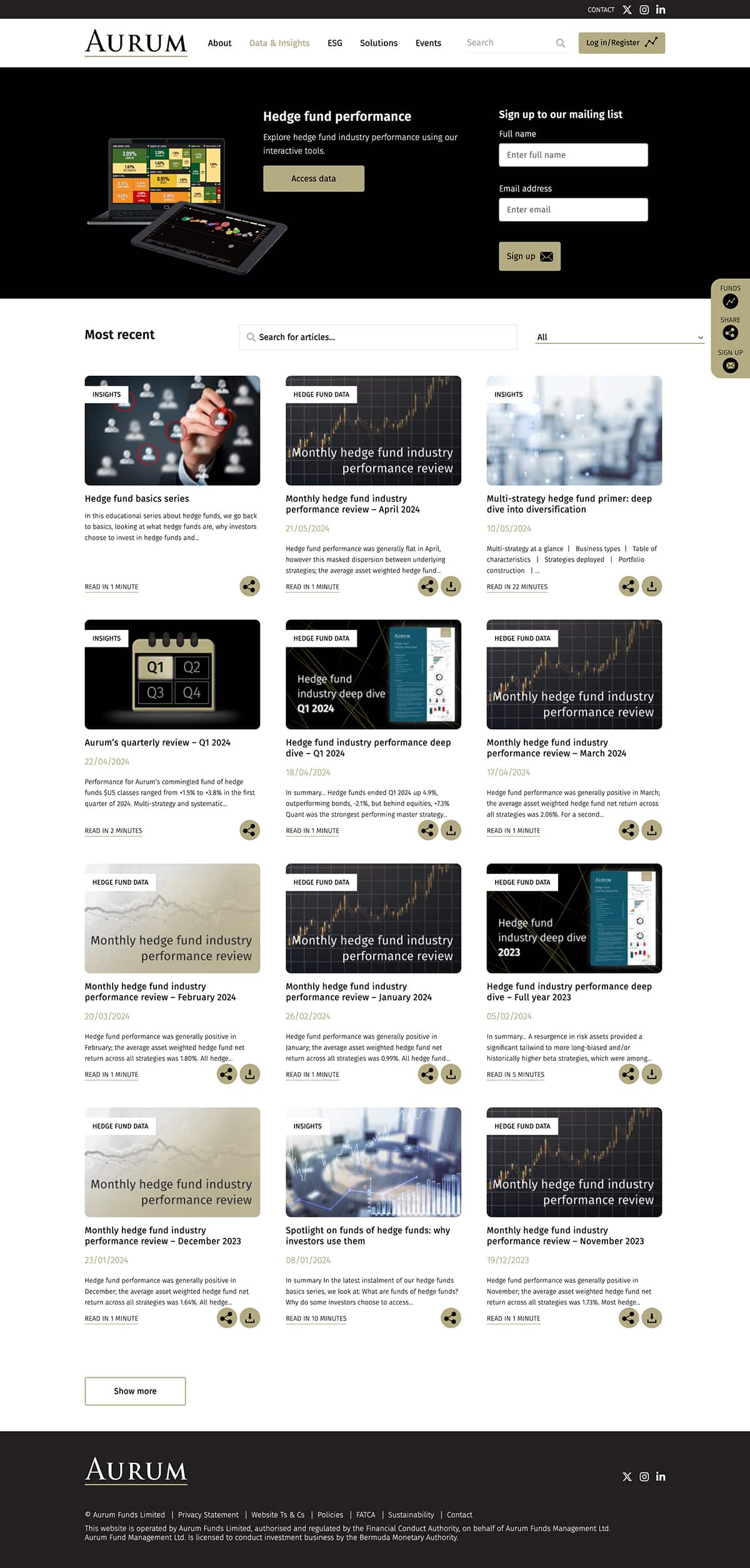 Hedge fund investment specialist website design example