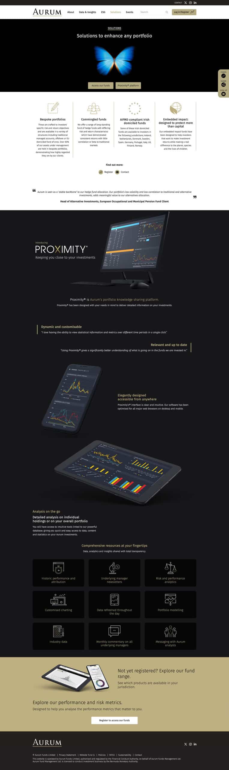 Hedge fund investment specialist website design example