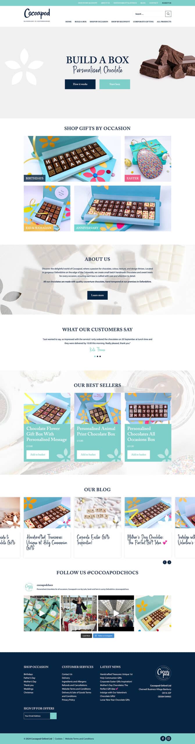 Design and build of an ecommerce site for chocoloate manufacturer